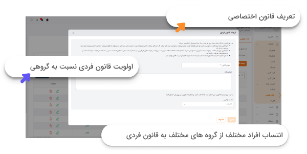 قابلیت تعریف قوانین اختصاصی برای فرد یا گروه در نرم افزار حضور و غیاب آنلاین