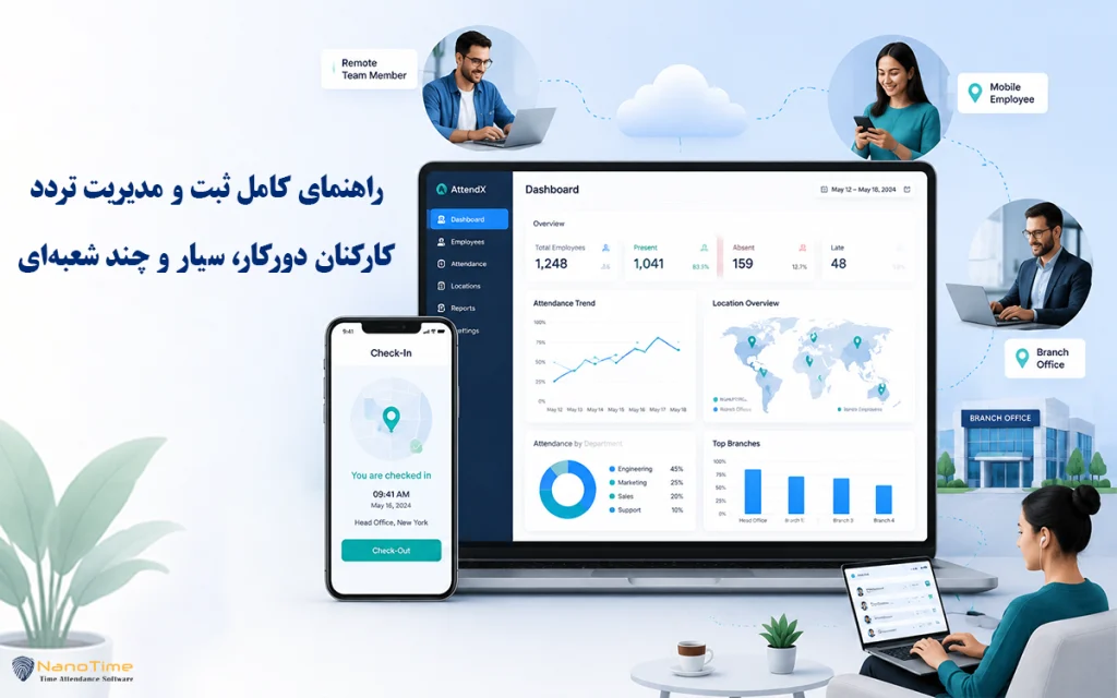 راهنمای کامل ثبت و مدیریت تردد کارکنان دورکار، سیار و چند شعبهای